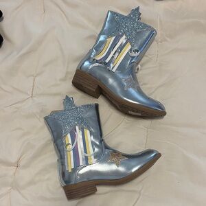 Light blue Glitter Star Boots